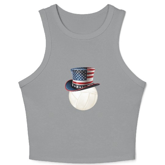 Patriotic America USA Flag 4th Of July Volleyball Crop Tank Top