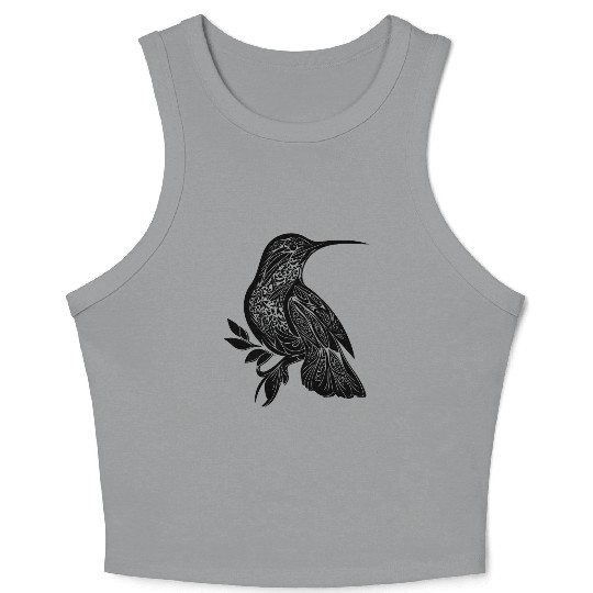 Exotic Tattoo Hummingbird Tribal Style Wings Crop Tank Top