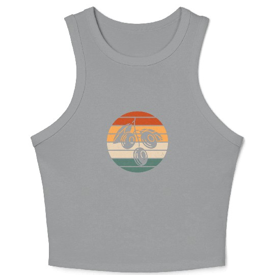 Retro Green Olive Design Crop Tank Top