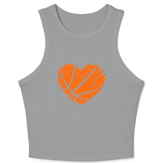 I Love Basketball with Heart Shape Crop Tank Top