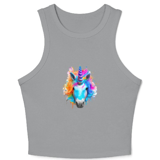 Colourful unicorn Crop Tank Top