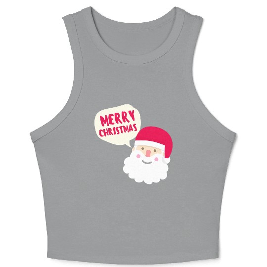 Merry Christmas Greeting Card Santa Saying Merry Crop Tank Top