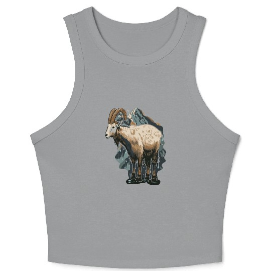 a mountain goat lives in the mountains Crop Tank Top