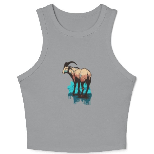 a mountain goat lives in the mountains Crop Tank Top
