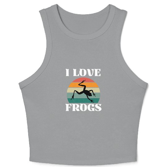I LOVE FROGS RETRO SUNSET Crop Tank Top