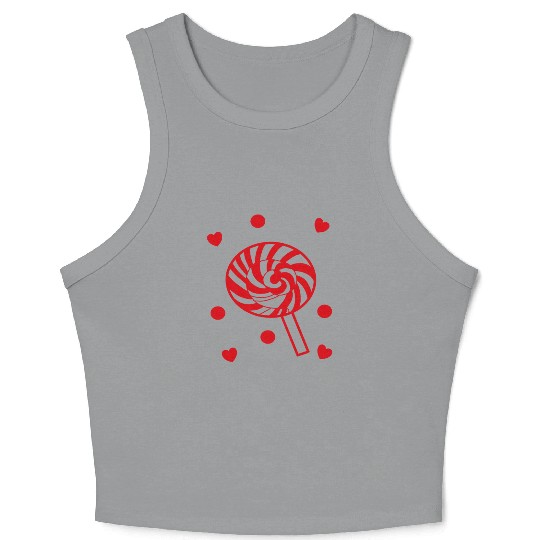cute red candy sweet lollipop lover Crop Tank Top