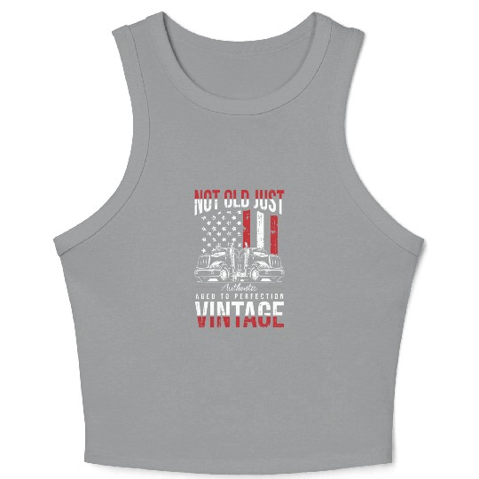 Truck Driver Us Flag Old Man Trucker Crop Tank Top