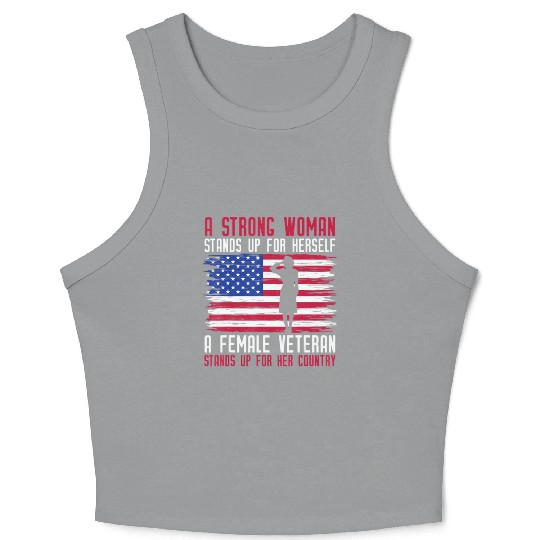 Female Veteran USA Crop Tank Top