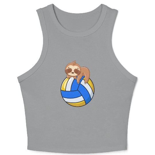 Funny Volleyball Sloth Lover Crop Tank Top