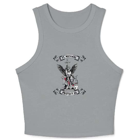 Archangel Saint Michael Protect Us Defend Us Long Crop Tank Top