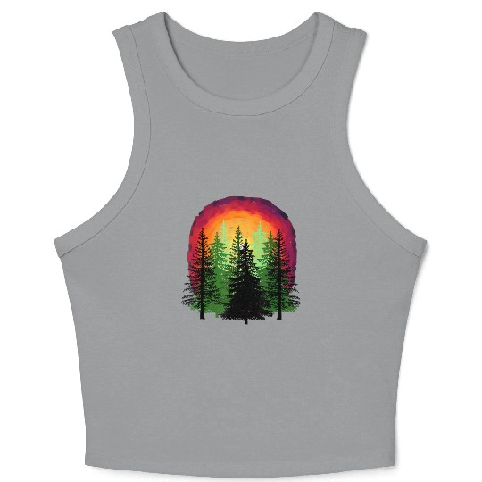 Forest sunrise sunset nature trees Crop Tank Top