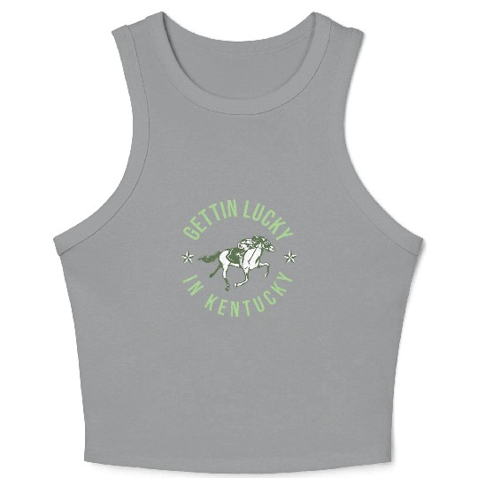Funny Derby Vintage Getting Lucky In Kentucky Hor Crop Tank Top