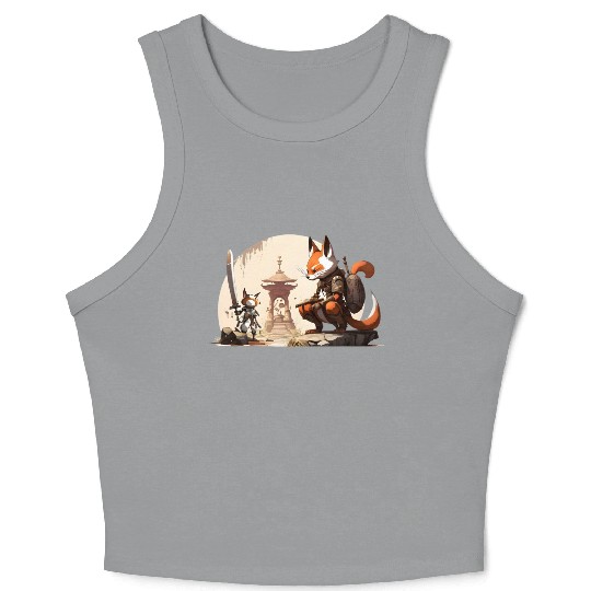 Faceless Samurai And His Older Brother Crop Tank Top
