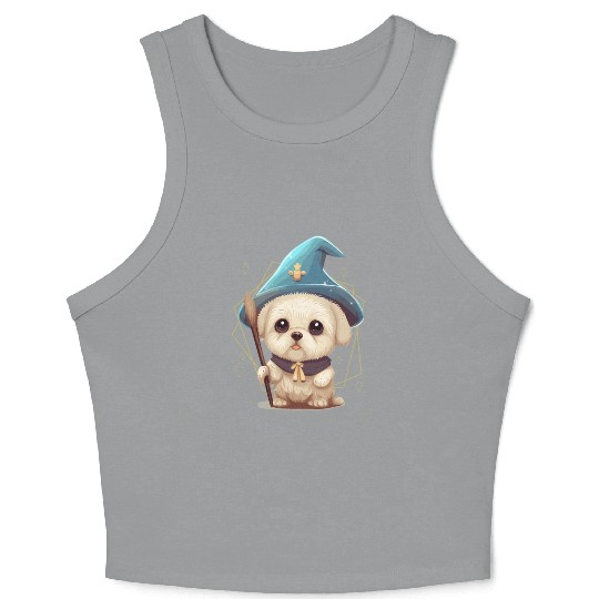 Cute Wizard Dog Roleplaying Dice Nerdy RPG Tableto Crop Tank Top