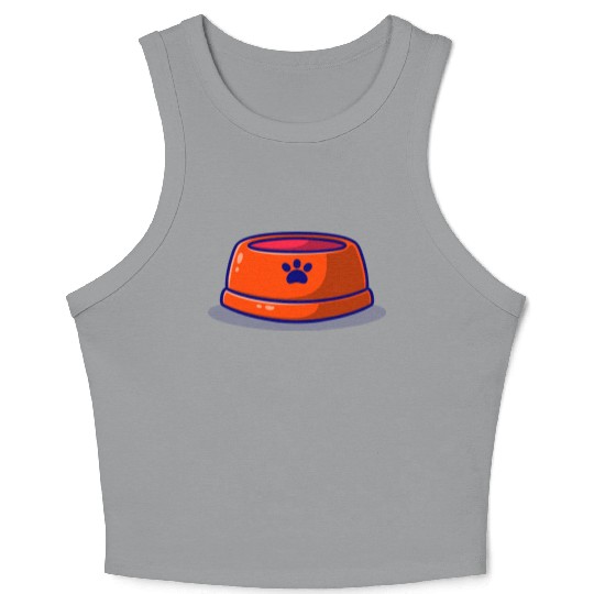 pet bowl cartoon icon illustration Crop Tank Top