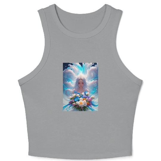 Spring Girl with a bouqet of flowers garland #23 Crop Tank Top