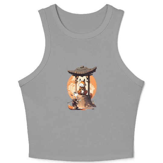 Masked Samurai Fox Crop Tank Top