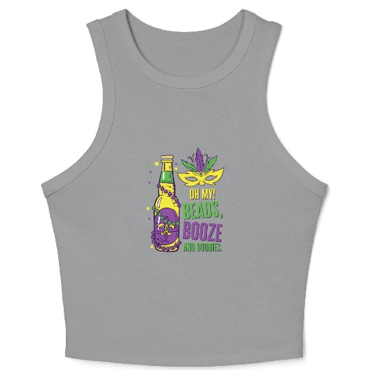 Mardi Gras Carnival Mask Beer Beads Boobies Crop Tank Top