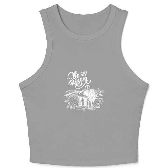 He Is Risen - White Drawing HD Crop Tank Top