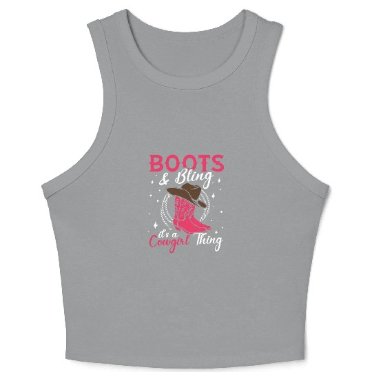 Boots And Bling It's A Cowgirl Thing Crop Tank Top