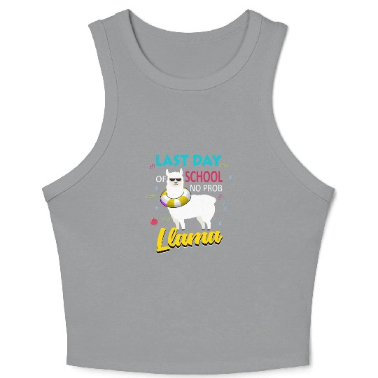 Llama Last Day of School Teacher No Prob Crop Tank Top