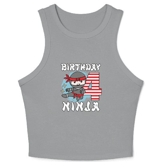4th Birthday "Birthday Ninja" Boys Gift Idea Crop Tank Top