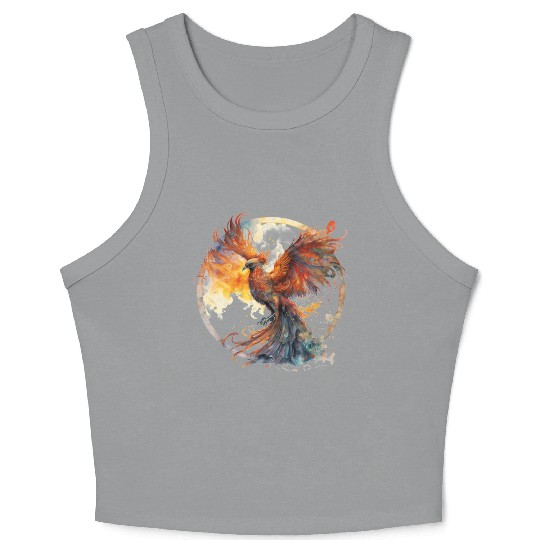 Fire Phoenix Watercolor Clipart Crop Tank Top