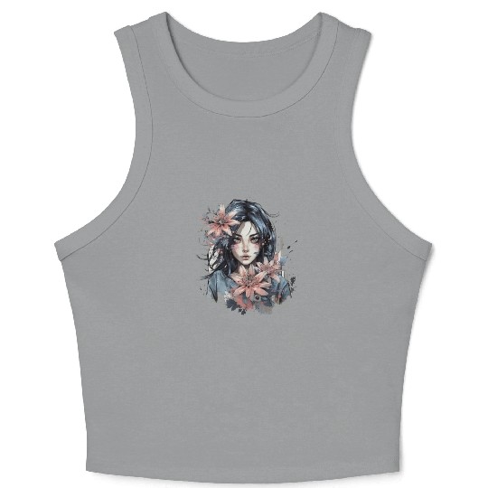 Japanese Spider Lily Soft Anime Aesthetic Flower Crop Tank Top