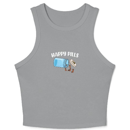 Happy Pills Dachshund Funny Dog Lover Humor Pun Crop Tank Top