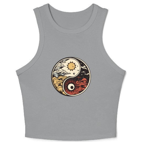 Sun and moon yin yang Crop Tank Top
