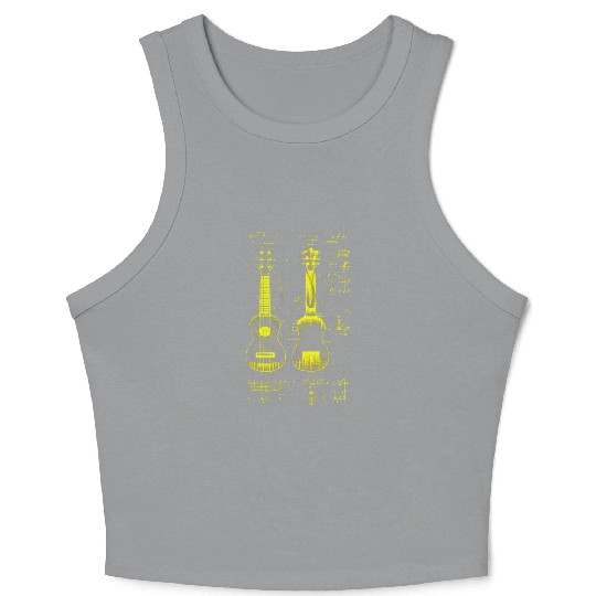 Neon Yellow Ukulele Da Vinci Blueprint Crop Tank Top