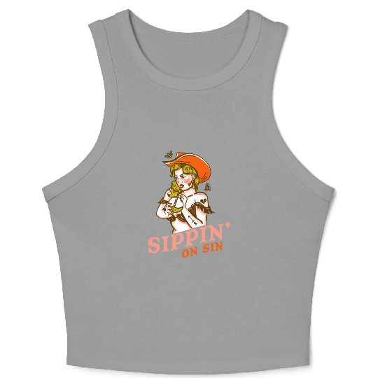 Sippin' On Sin Cowgirl Apparel Crop Tank Top