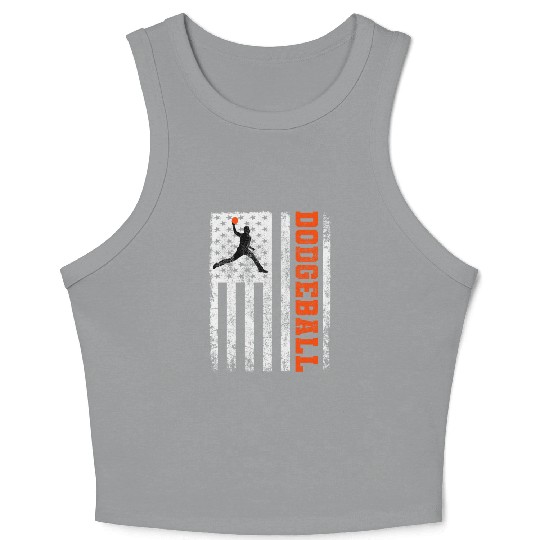 American Flag Dodgeball Player Coach Team Sports Crop Tank Top