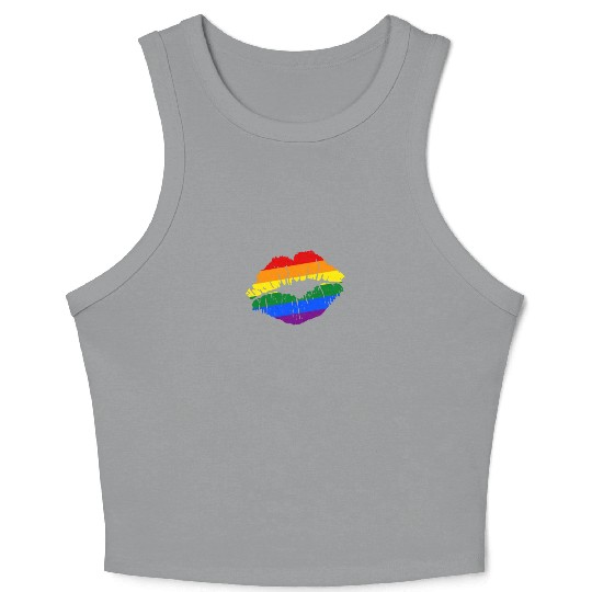 Artistic Gay Pride Rainbow Flag LGBTQ Lips Crop Tank Top