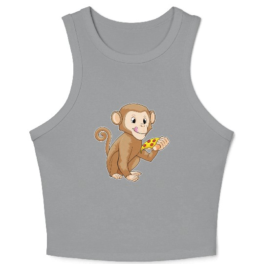 Monkey With Piece Of Pizza Crop Tank Top