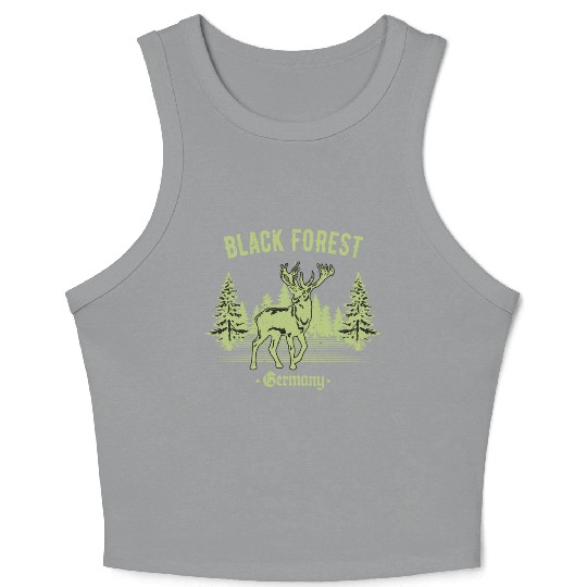 Black Forest Germany Deer With Trees Swabia Crop Tank Top