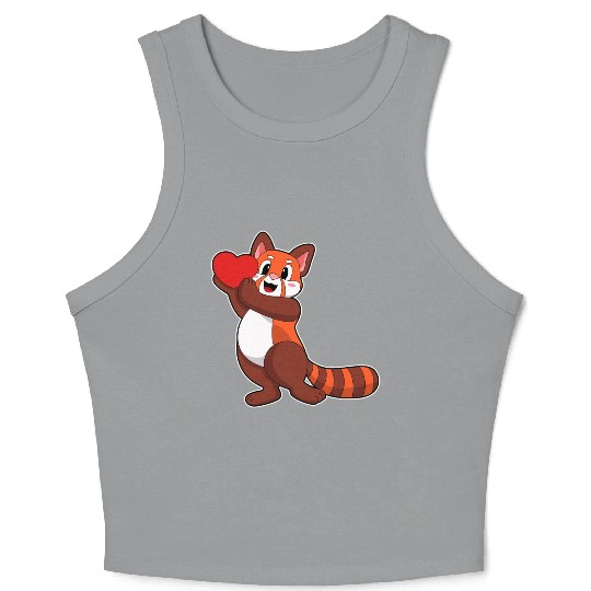 Red Panda At Love With Heart Crop Tank Top
