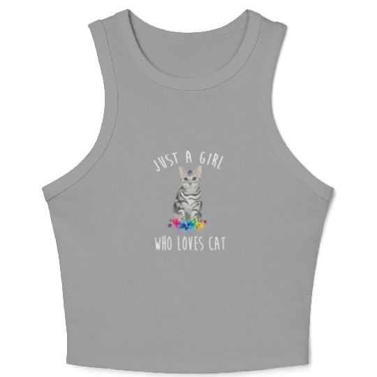 Just A Girl Who Loves Cats Flower for Cat Lovers Crop Tank Top