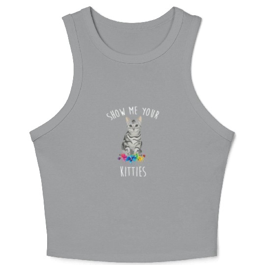 Show Me Your Kitties Flower Cat Lovers Mothers Day Crop Tank Top