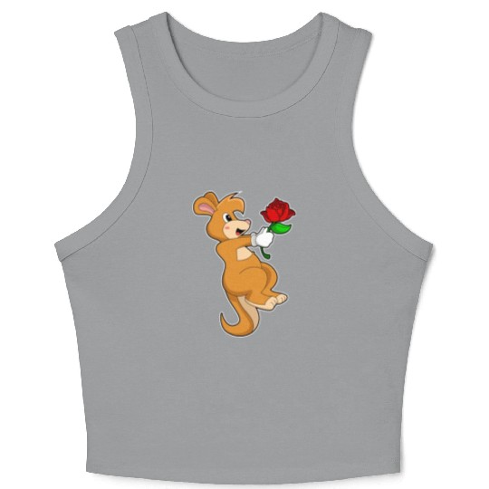 Kangaroo With Flower Crop Tank Top