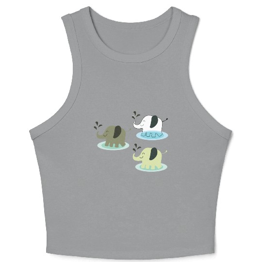 Three elephants spraying water Crop Tank Top