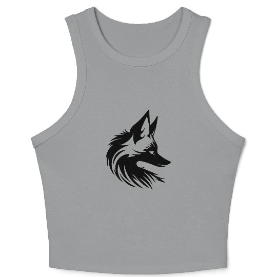 Cute Cute Fox Tattoo Portrait Style Crop Tank Top