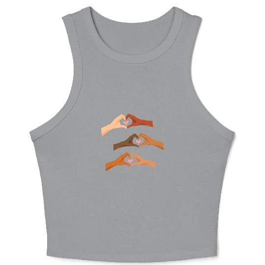 Watercolor Multi Hands Making Hearts Crop Tank Top