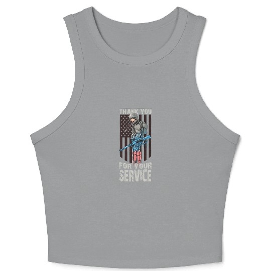 Thank You For Your Service Veteran US Flag Veteran Crop Tank Top