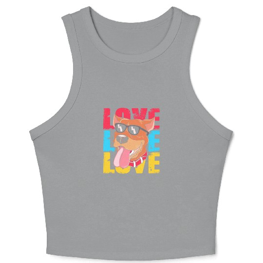 Pit Bull Dog Wearing Sunglasses I Love My Pitbull Crop Tank Top