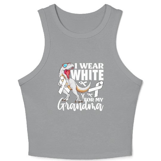 I Wear White For My Grandma Lung Cancer Awareness Crop Tank Top