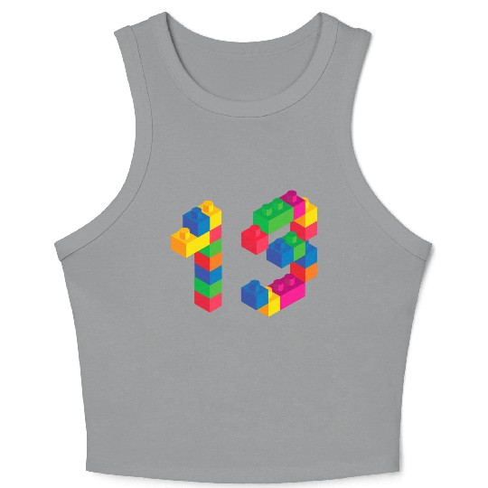 Cute Block Building 13rd Birthday Gift 13Year Old Crop Tank Top