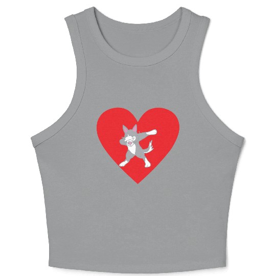 Siberian Husky Dog Dabbing I Love My Husky Crop Tank Top