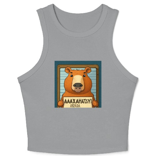 Capybara Mugshot Outlaw: Wanted for 93 Felonies Na Crop Tank Top