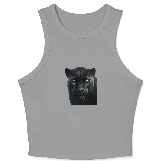 Black panther with blue eyes design wild animal Crop Tank Top